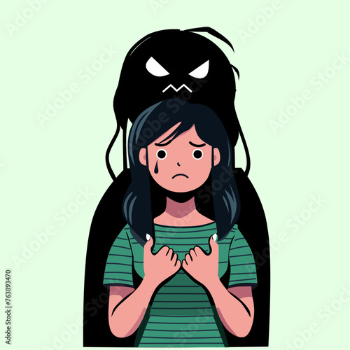 cartoon girl fighting her own fears