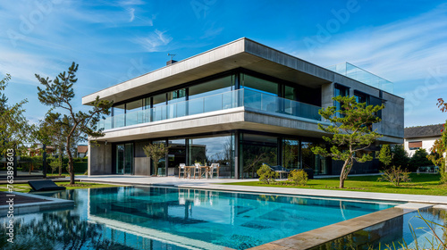 Luxurious villa in a modern and minimalist style with a large garden and swimming pool © Giordano Aita