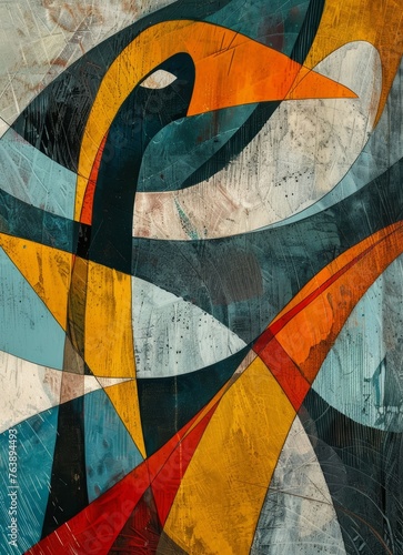 Line art, abstract painting geometric lines create art Chicken lines, visual arts