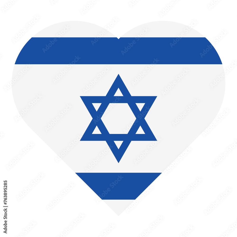 vector israel flag in a heart on white background vector israel flag in a heart on white background