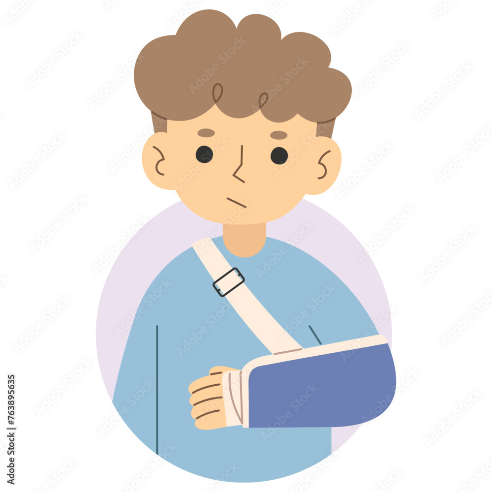 Broken arm 4 cute on a white background, vector illustration.
