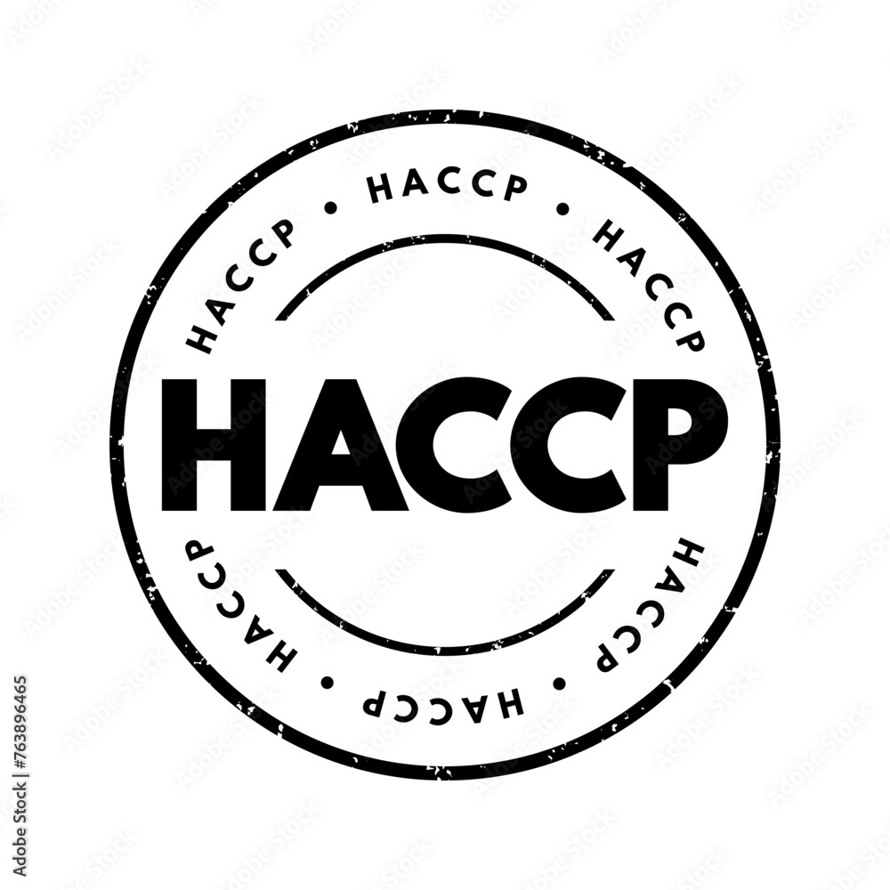 HACCP Hazard analysis and critical control points - systematic preventive approach to food safety from biological, chemical, and physical hazards in production processes, acronym text concept stamp