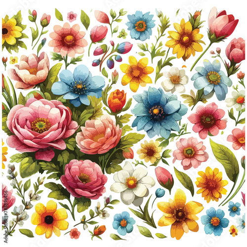 Seamless spring flower pattern.