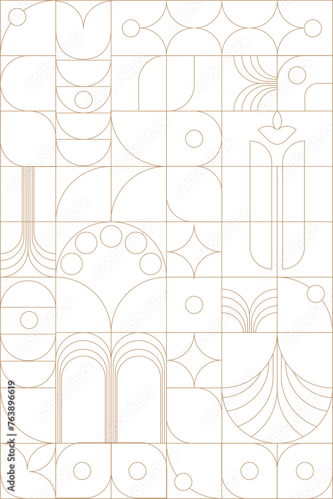 Album (magazine) cover design from geometric elements in Art Deco style on a pastel background. The design will be used in wedding printing, branding, corporate identity creation, presentations and DI