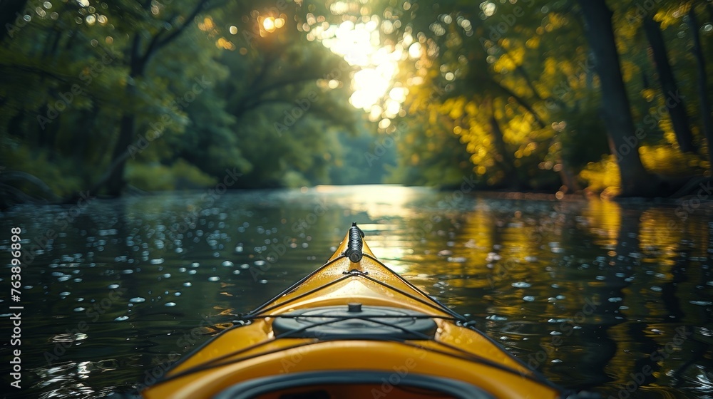Fototapeta premium Lake Kayaking: Serene Waters and Nature Exploration 
