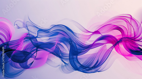 A swirling pattern of purple and blue smoke against a white backdrop