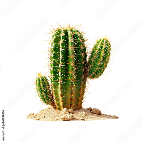 Cactus in the sand. Isolated on transparent background.