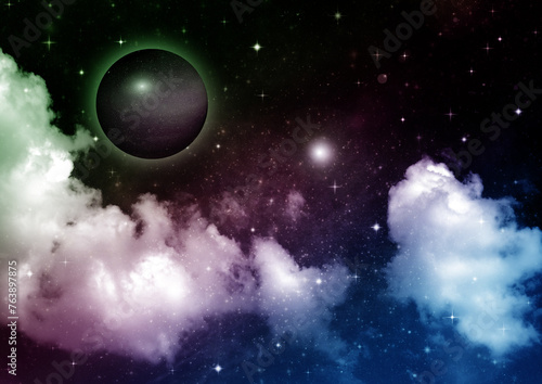 Obraz na płótnie galaxy in a free space. 3D rendering w salonie
