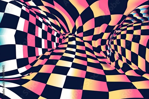  Distorted checkered pattern abstract background design 