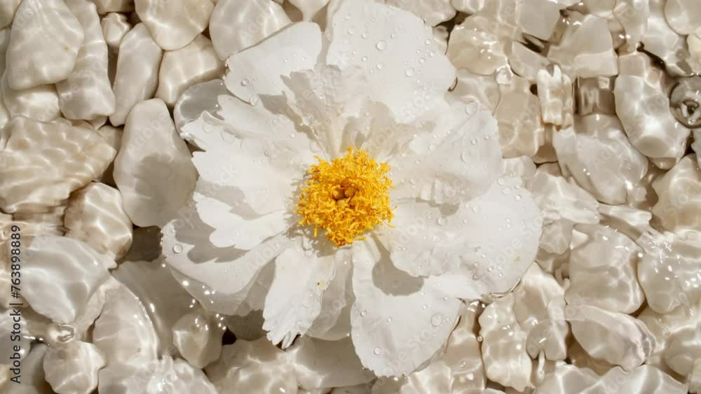 White peonies, flowers on water surface and falling water drops, waves on White background. Water splash. Pure water with reflections sunlight and shadows. Valentines day texture. High quality 4k. White peonies, flowers on water surface and falling water drops, waves on White background. Water splash. Pure water with reflections sunlight and shadows. Valentines day texture. High quality 4k.