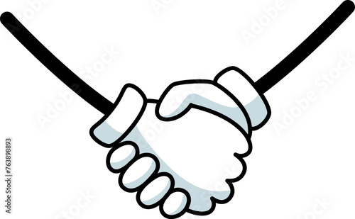 Handshake icon. White glove hands shakes together