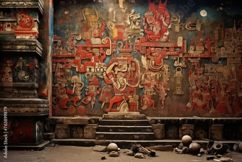 The vibrant murals of Teotihuacan in Mexico.
