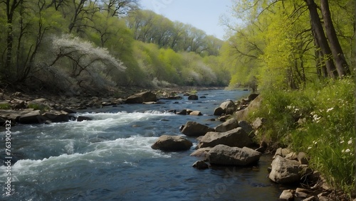 The river's awakening in spring Generative AI