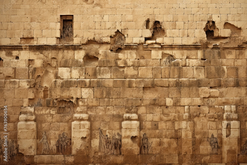 The elaborate decorations on the Wailing Wall in Jerusalem, Israel.