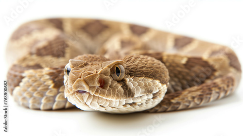 Beautiful colorful fancy snake On a white background.