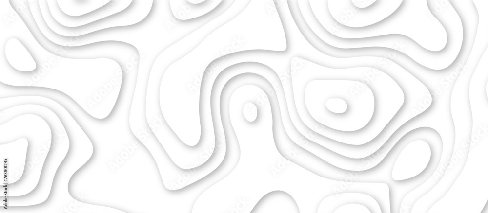 Abstract geometric layered curve line white background. 3d render, paper cut vector art background banner texture. multi layer cutout geometric patterns with smooth wavy layer. white background.