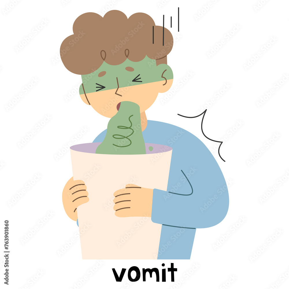 Vomit 1 cute on a white background, vector illustration.
