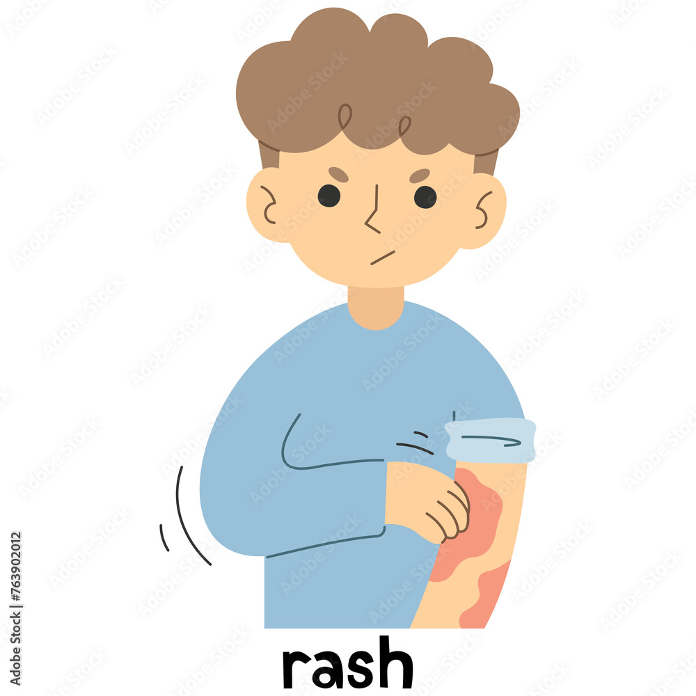 Rash 1 cute on a white background, vector illustration.
