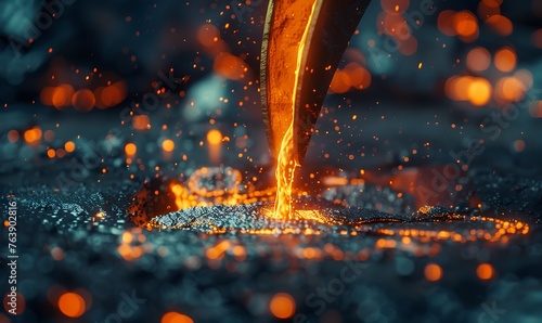 Pouring Molten Metal into Mold, A Detailed Metallurgical Process photo