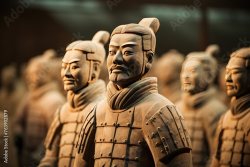The detailed carvings on the Terracotta Army in Xi'an, China.
