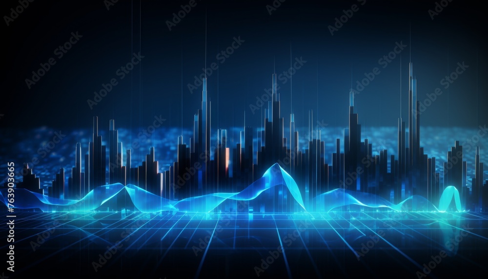 Blue hologram rising stock chart background. Background with stock chart concept. Blue hologram rising stock chart background. Background with stock chart concept.