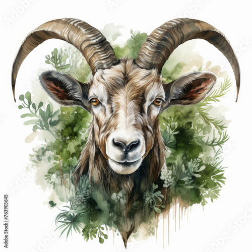 watercolor Goat clipart, Generative Ai