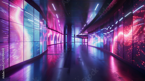 A lone hallway stretches through the underground city, illuminated by streaks of light filtering through a distant station