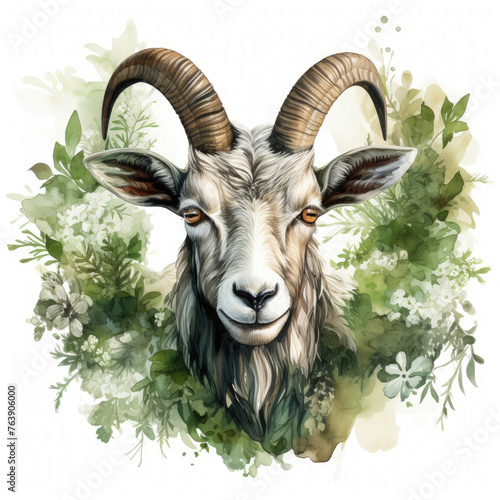 watercolor Goat clipart, Generative Ai