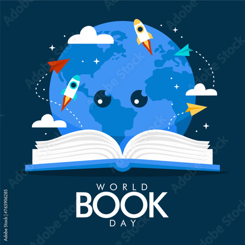 vector world book day background template