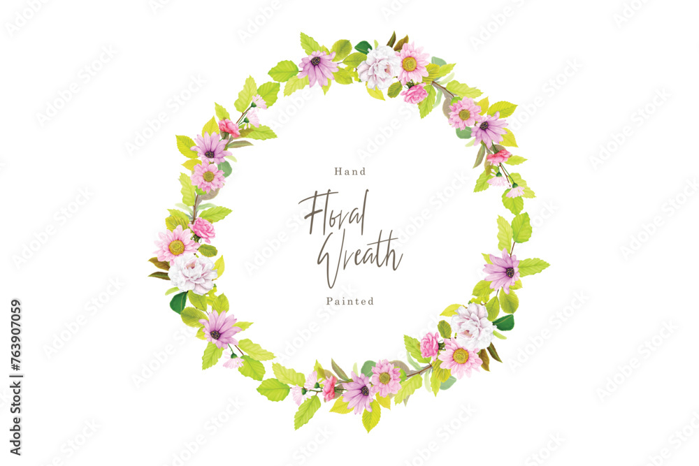 spring summer floral wreath illustration