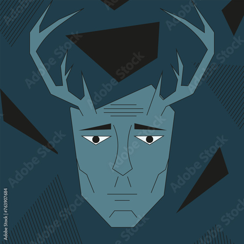 Φωτογραφία Brutal art with Geometric Shapes and mephistopheles in trendy Swiss retro style