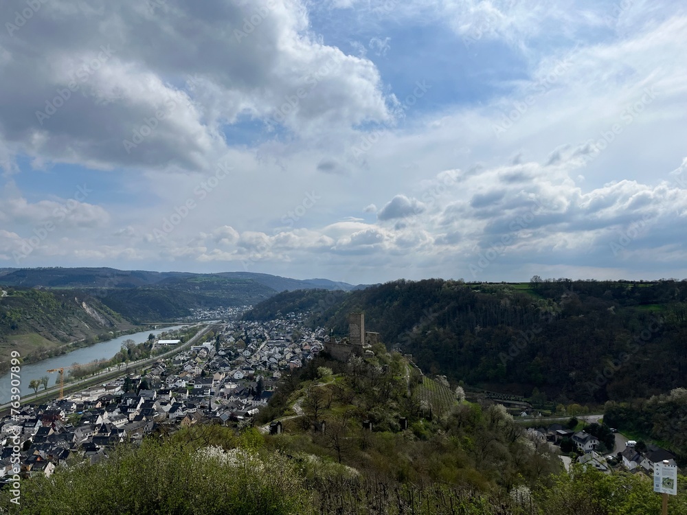 Kobern-Gondorf on the Moselle with castle ruins in spring in Germany