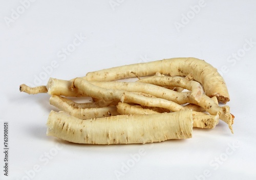 Dang Shen root or Poor Man's Ginseng, lat.  Codonopsis Pilosula. Fresh roots ready to make tincture, Chinese herbal medicine.