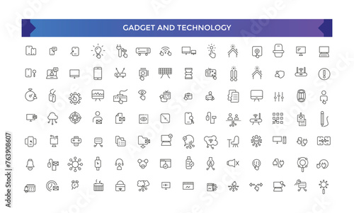 Gadget and technology icon set. Things and smart gadgets with elements for mobile concepts and web apps.