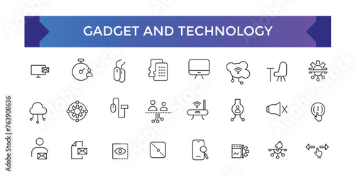Gadget and technology icon set. Things and smart gadgets with elements for mobile concepts and web apps.