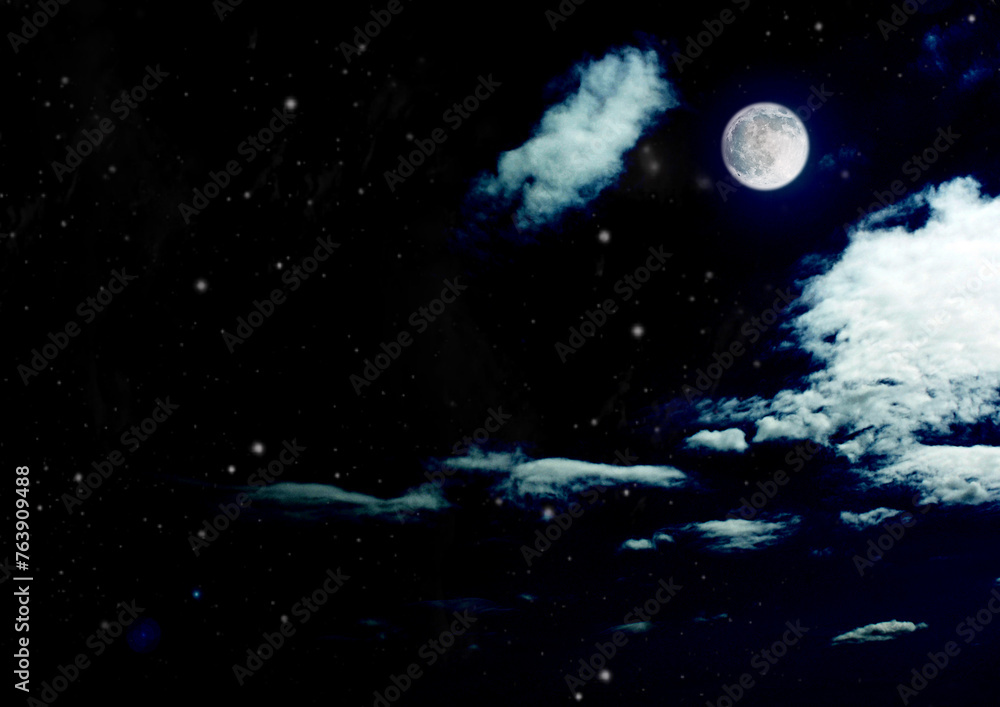 The moon in the night sky