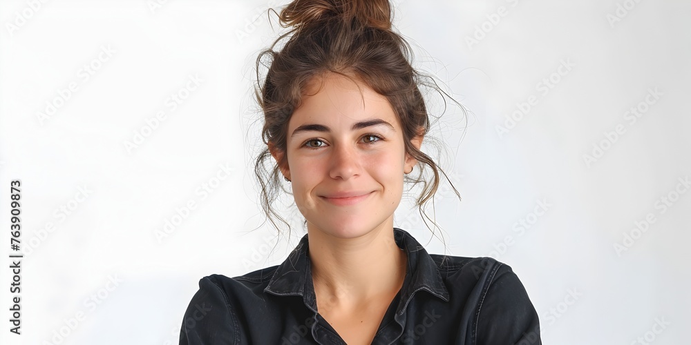 Fototapeta premium Confident and Encouraging Corporate Training Coordinator Fostering Employee Growth on White Background