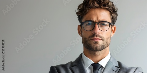 Ambitious Business Executive Seeking New Opportunities with Confident and Thoughtful Expression photo