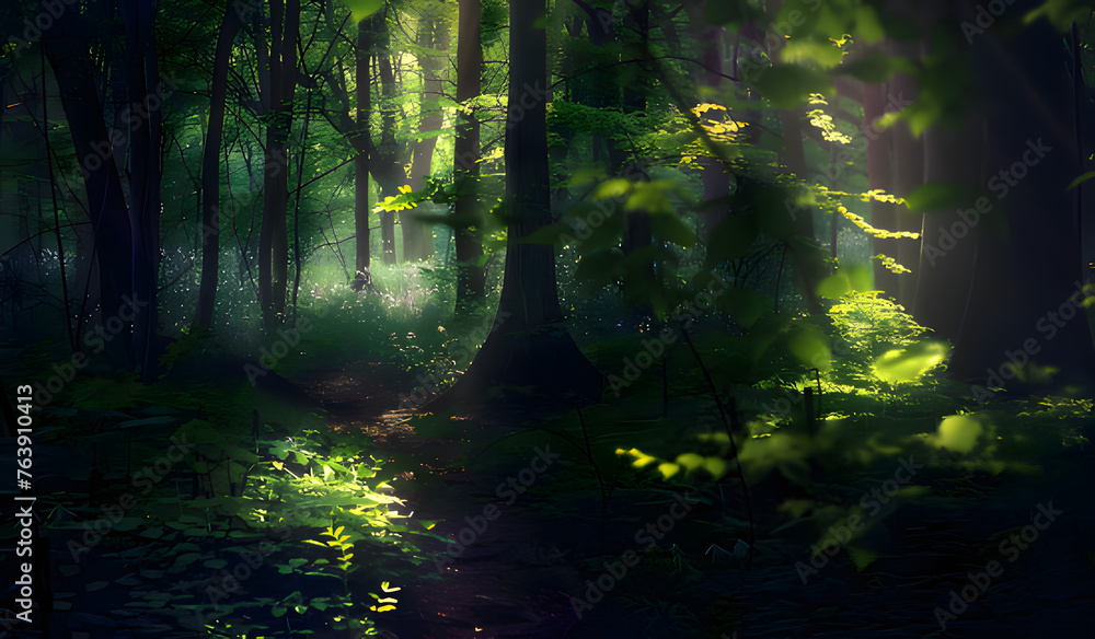 forest in the fog. Generative AI forest in the fog. Generative AI