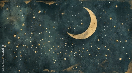 Wallpaper Mural Vintage Celestial Background with Moon and Stars Torontodigital.ca