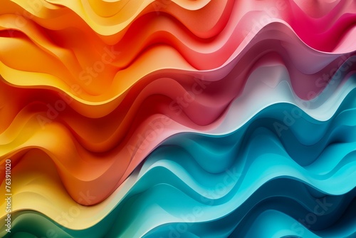 Abstract Colorful Waves Background with Vibrant Curves and Smooth Gradient Flow