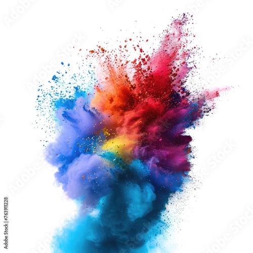 Creative energy banner white background throw colorful powder paint flying. Colors rainbow, celebration festive atmosphere marathon . Youth , sport, creativeness, positive. Layout copy space