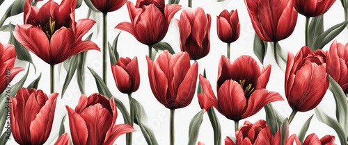 Red tulips on a black background © Anna