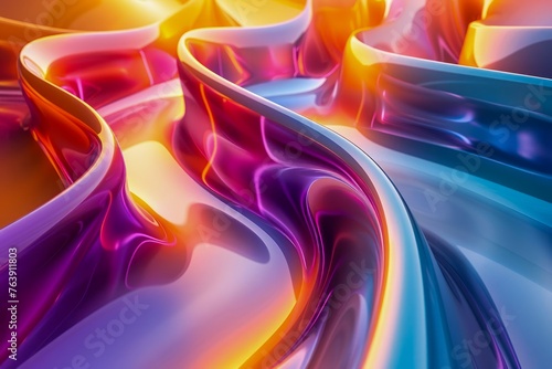 Colorful Abstract 3D Waves Design with Vibrant Pink, Blue, and Purple Hues for Backgrounds and Wallpapers