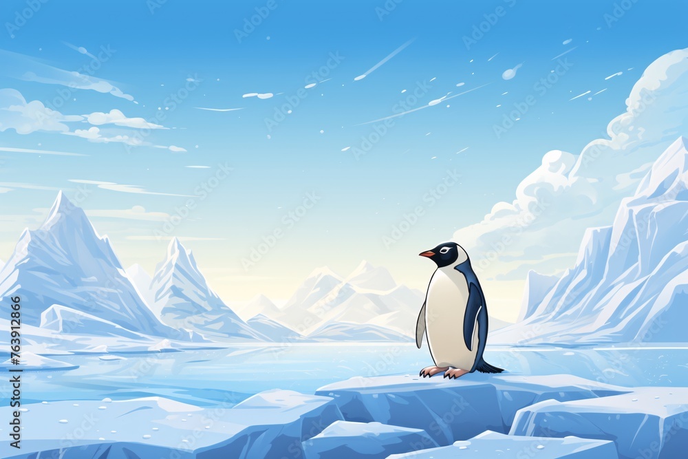 a penguin on an ice floe