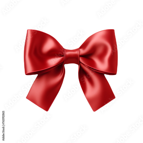 red satin bow for wrapping isolated on transparent background