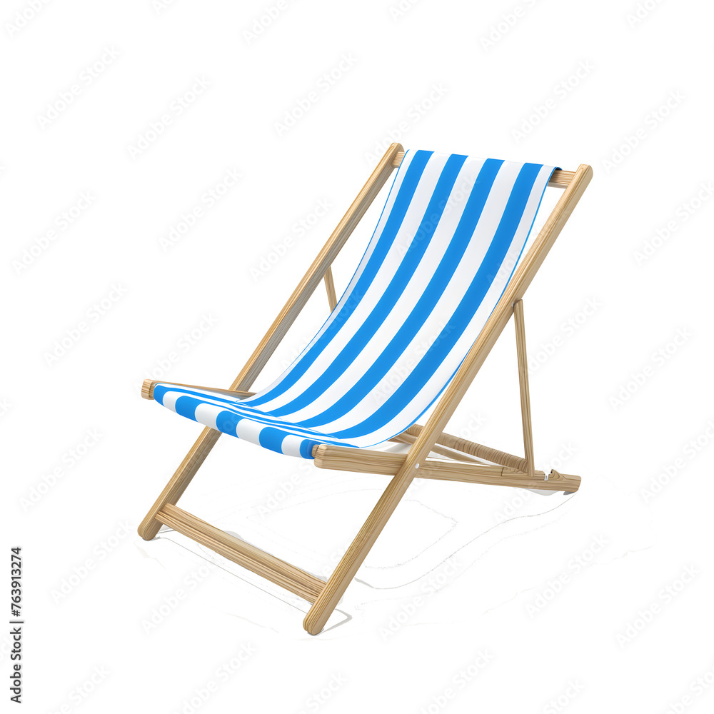 Wooden garden or beach chair isolated on transparent background