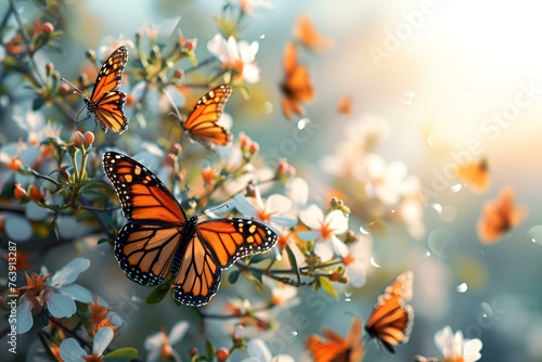 Nature of butterfly and flower in garden