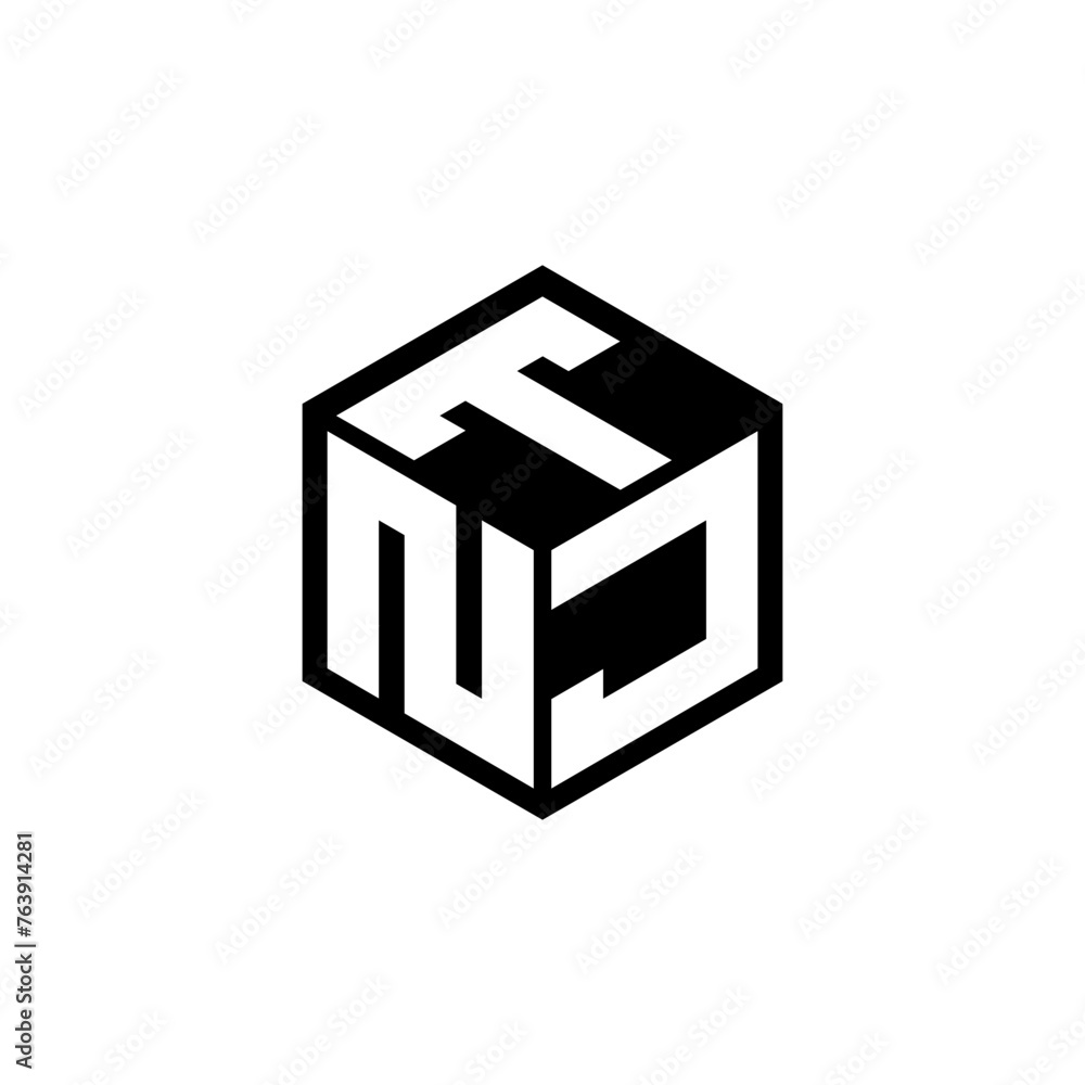 NJT letter logo design with white background in illustrator, cube logo, vector logo, modern alphabet font overlap style. calligraphy designs for logo, Poster, Invitation, etc.