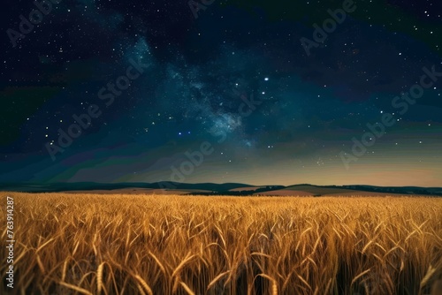 Starry Night over Golden Wheat Field.